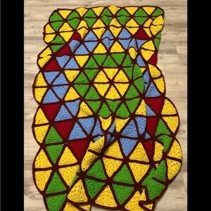 Vintage Crochet Afghan Granny Square Blanket Throw 70s Handmade 79x56